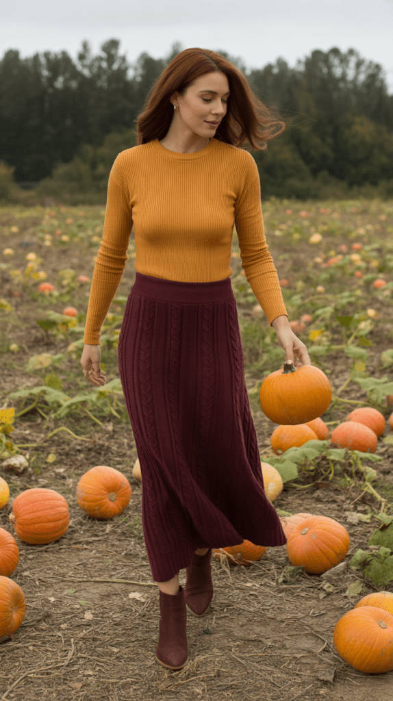Maxi Skirt with Tucked-In Sweater