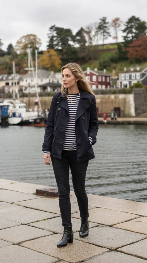 Peacoat with Skinny Jeans