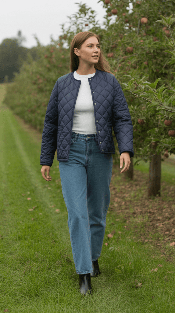 Quilted Jacket with Jeans and Tee