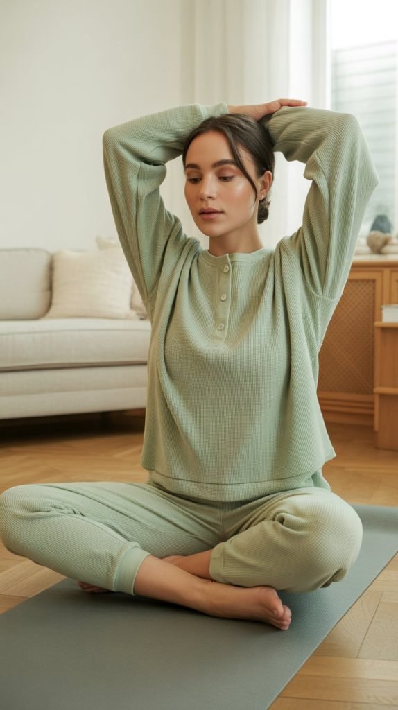 4. Waffle-Knit Henley and Joggers