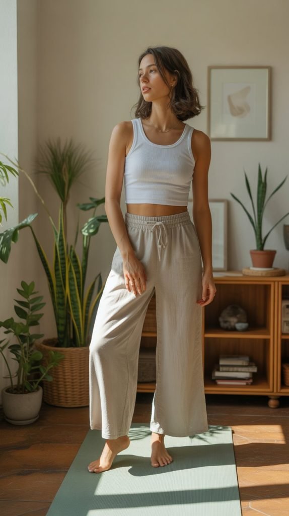  Ribbed Tank and Wide-Leg Pants