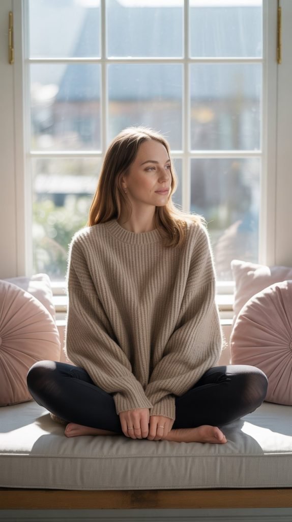 2. Oversized Cashmere Sweater with Leggings