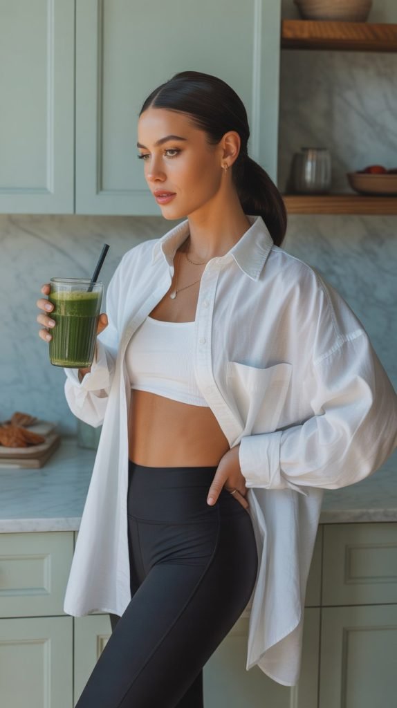  Oversized Button-Down with Leggings