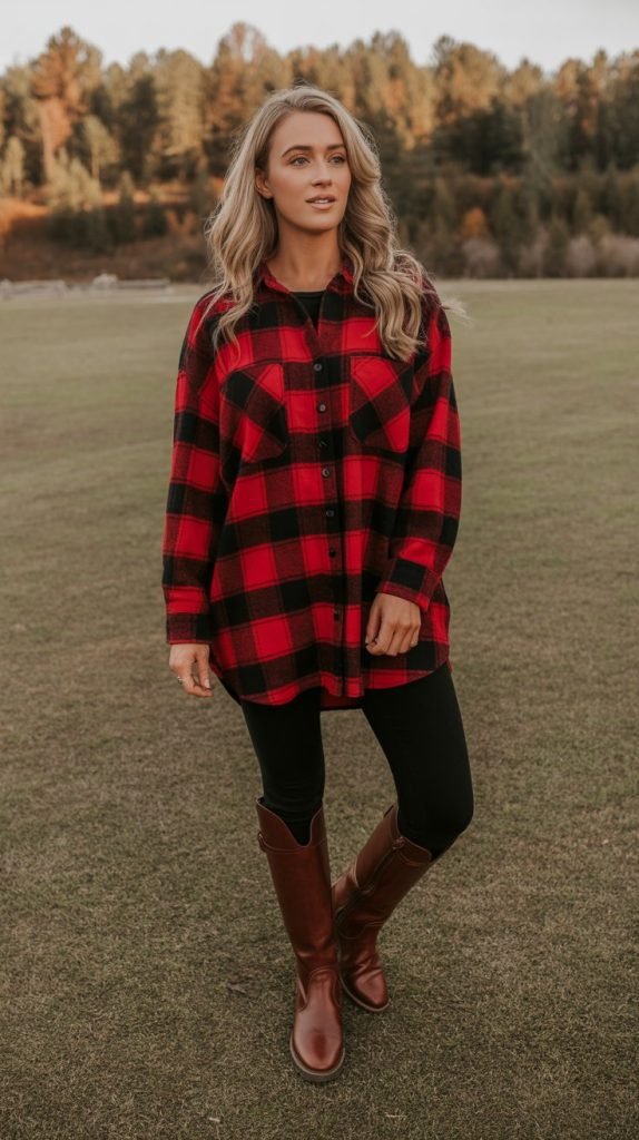 29. Flannel Tunic and Riding Boots Style