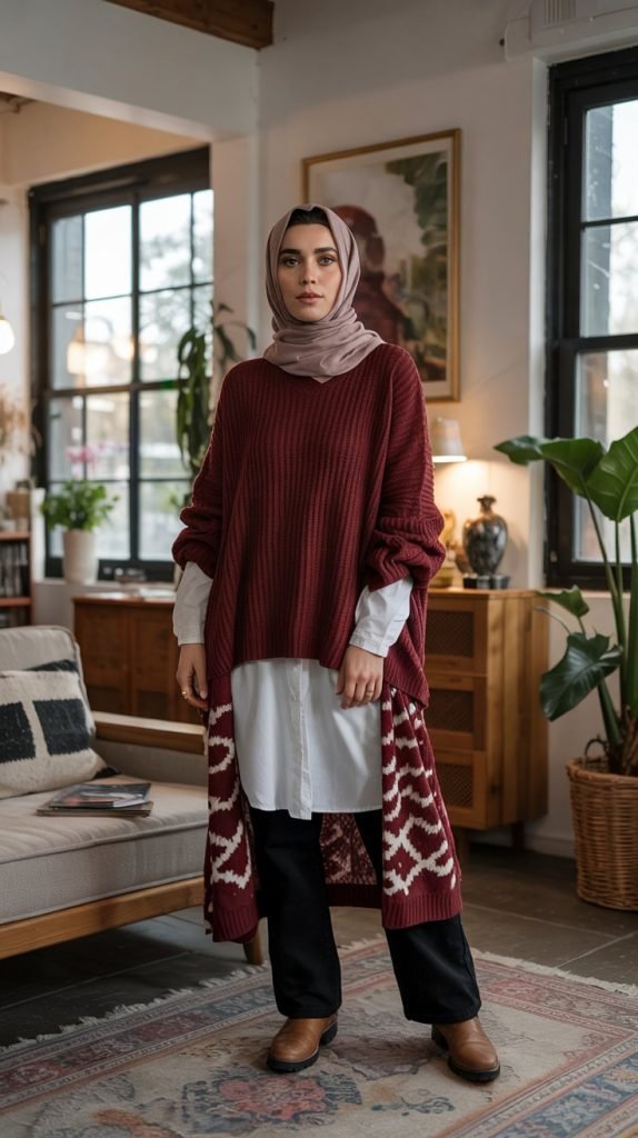  Oversized Sweater with Long Tunic and Pants