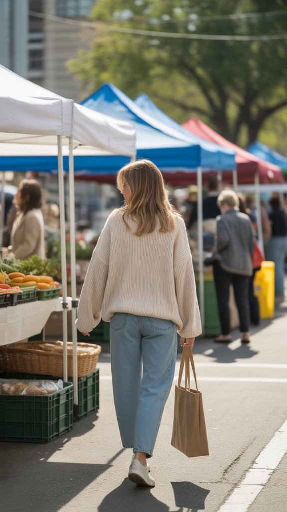 26. Boyfriend Jeans with Cozy Sweater