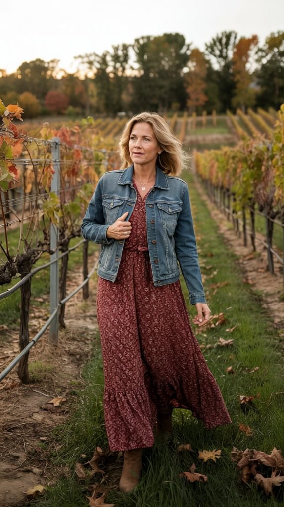 Denim Jacket with Maxi Dress