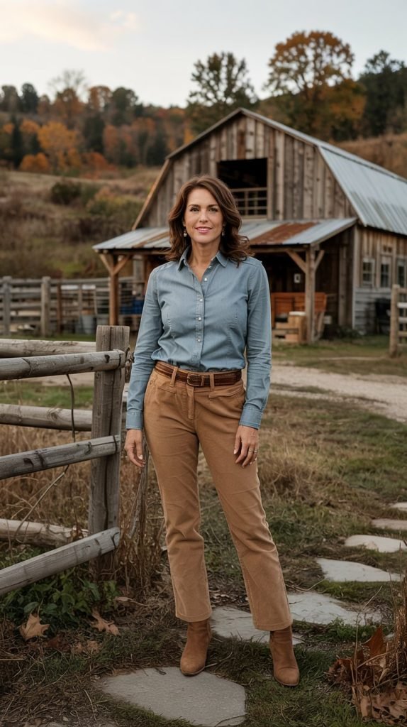 Chambray Shirt with Corduroy Pants