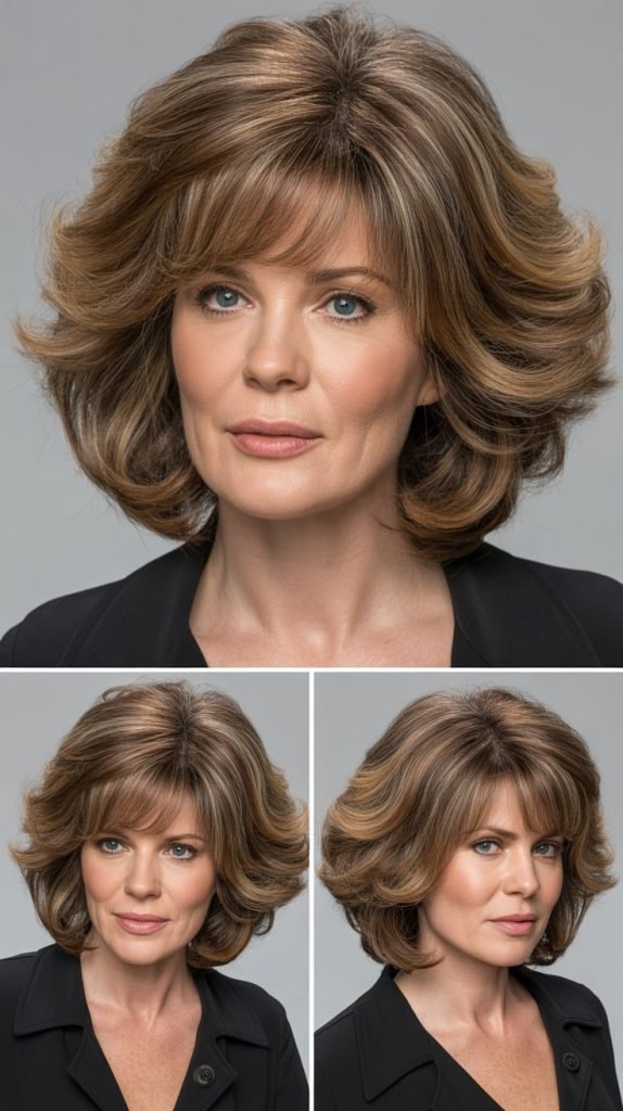 11. Voluminous Long Bob with Full Bangs
