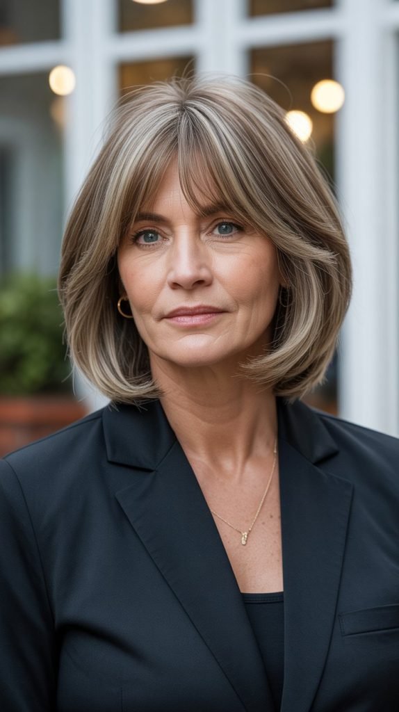  Long Bob with Curtain Bangs for Thick Hair