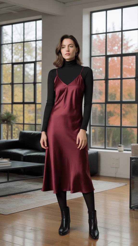 Turtleneck Under Slip Dress