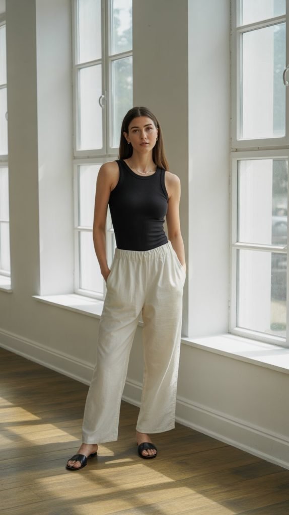  Bodysuit and Loose Linen Pants