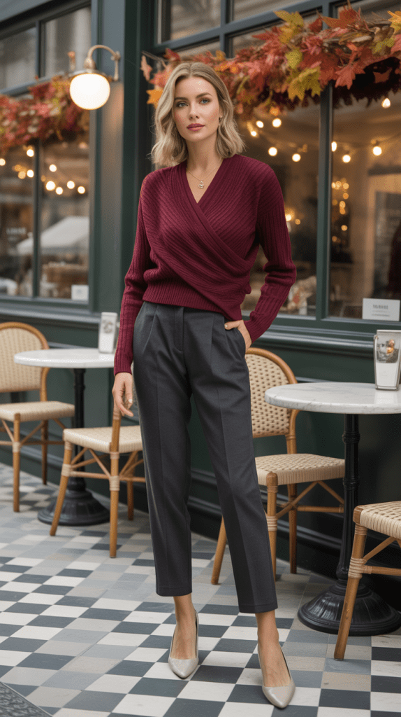 Wrap Sweater with Trousers
