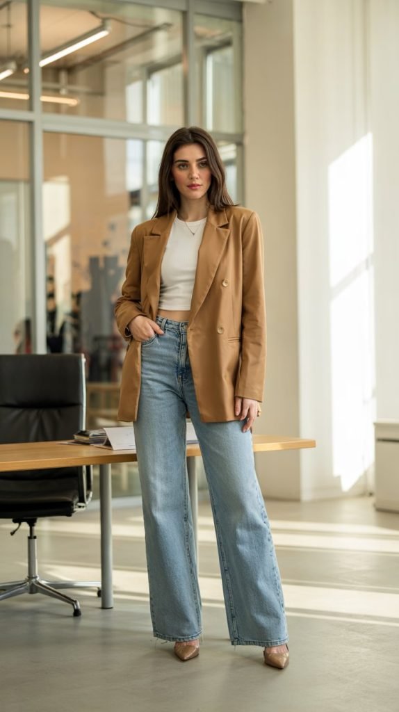 Blazer and Wide Leg Jeans