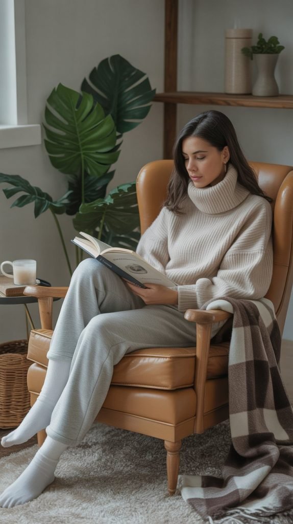  Turtleneck and Soft Pants Combination