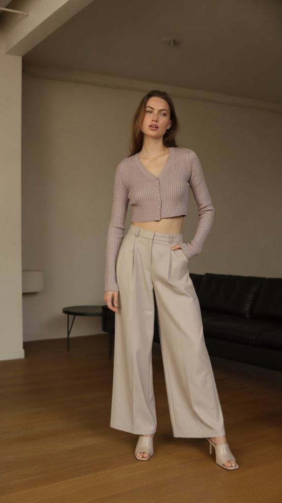 27. Cardigan Worn as a Top with Trousers