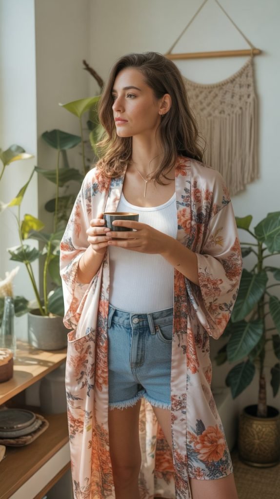 Kimono Robe over Simple Basics