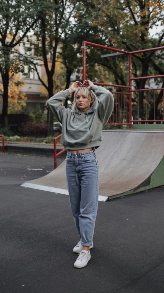 Hoodie and High-Waisted Jeans