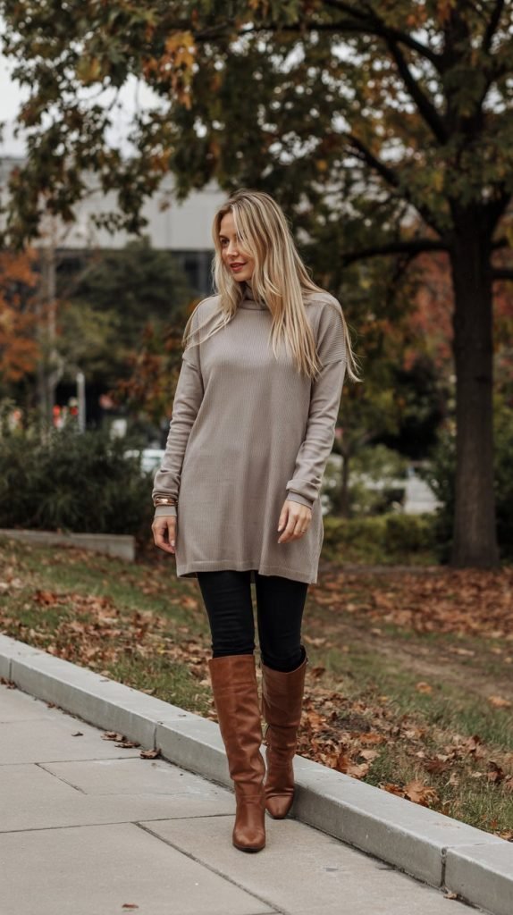  Knit Dress Over Jeans with Boots