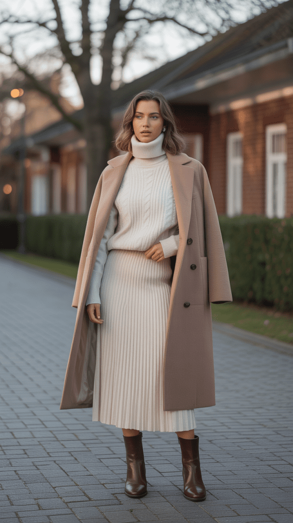 Knit Co-ord Set with Long Coat