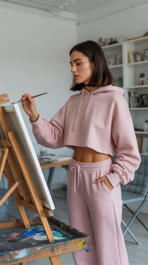 11. Cropped Hoodie and High-Waisted Sweatpants