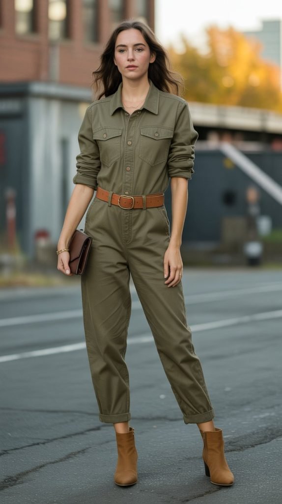 15. Utility Jumpsuit with Belt and Booties