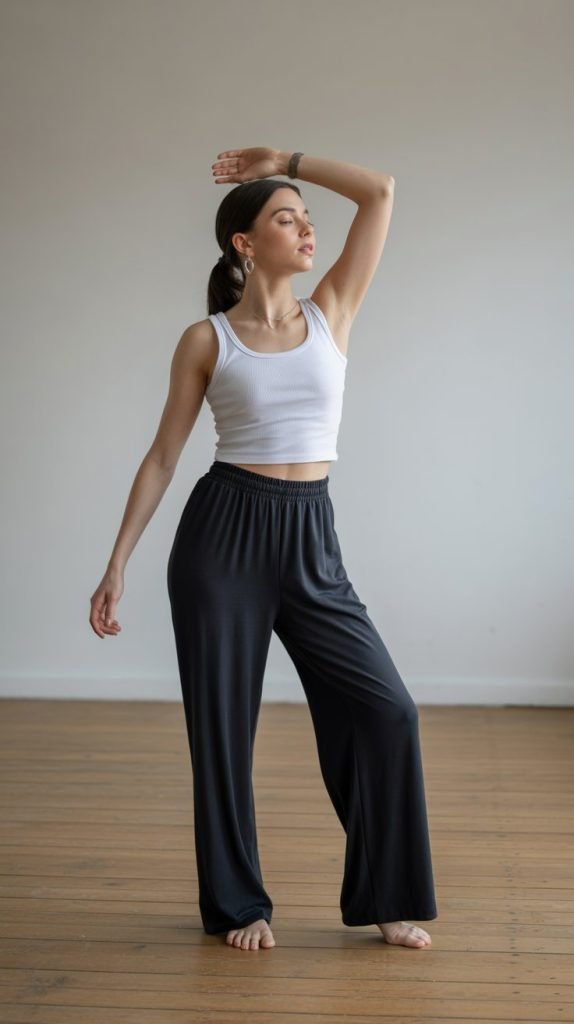 27. Soft Palazzo Pants with Fitted Top