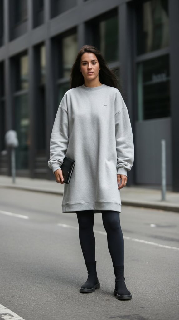 34. Sweatshirt Dress and Sock Boots