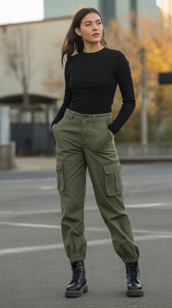 9. Cargo Pants with Fitted Top