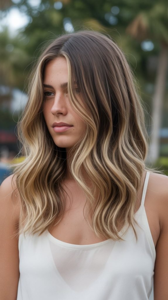 10. Balayage Long Bob with Dimensional Layers