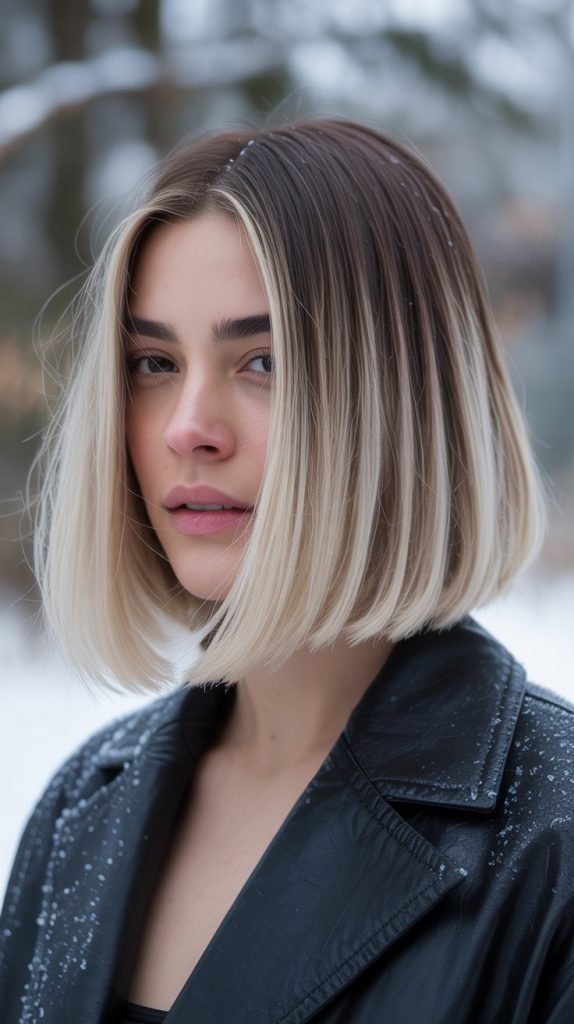 Frosty Blonde Balayage Bob
