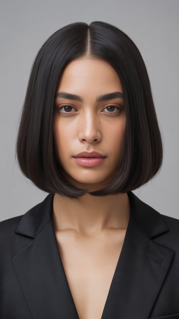 Blunt Long Bob with Middle Part