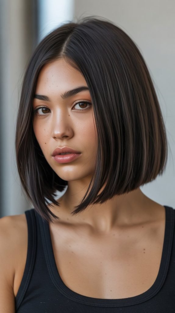 5. Blunt Long Bob with Internal Layers