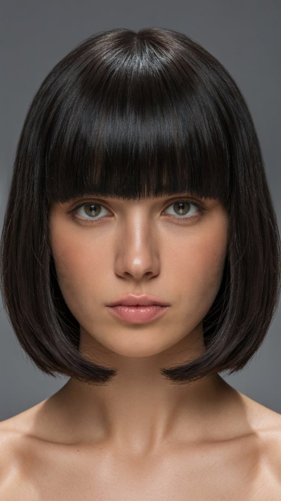 7. The Blunt French Bob with Full Bangs
