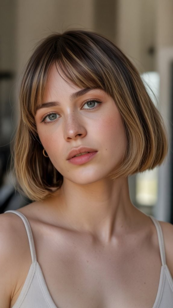 9. Bob with Curtain Bangs