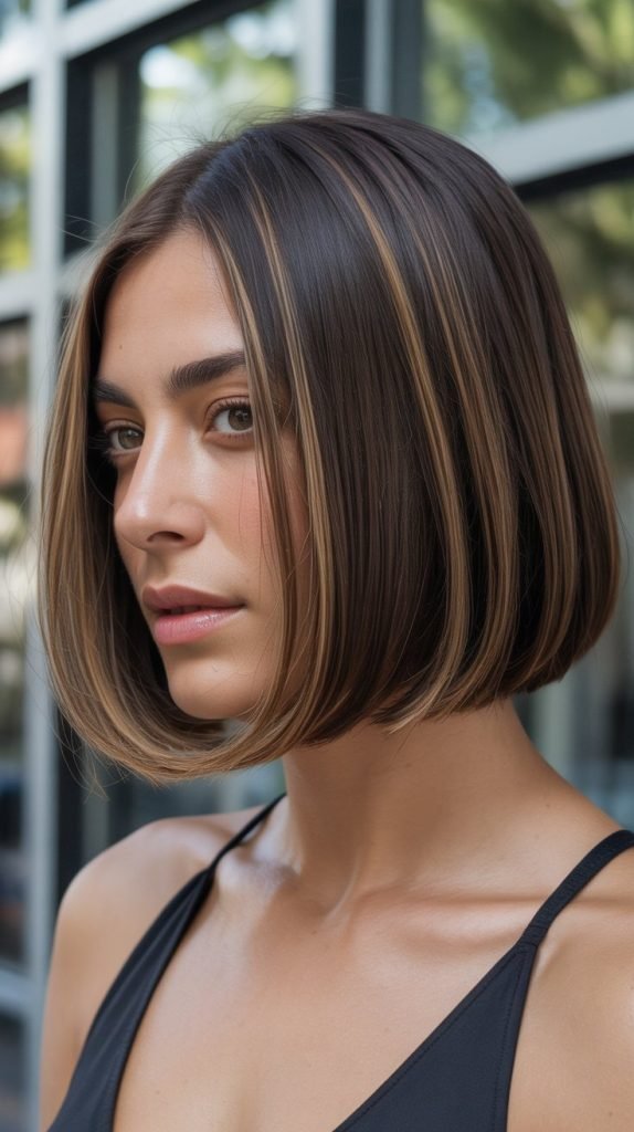 Caramel Highlights on Bob Haircut