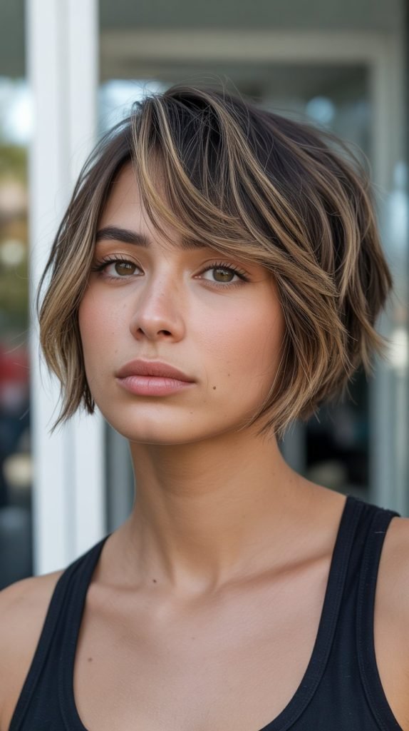 Choppy Bob with Side-Swept Bangs