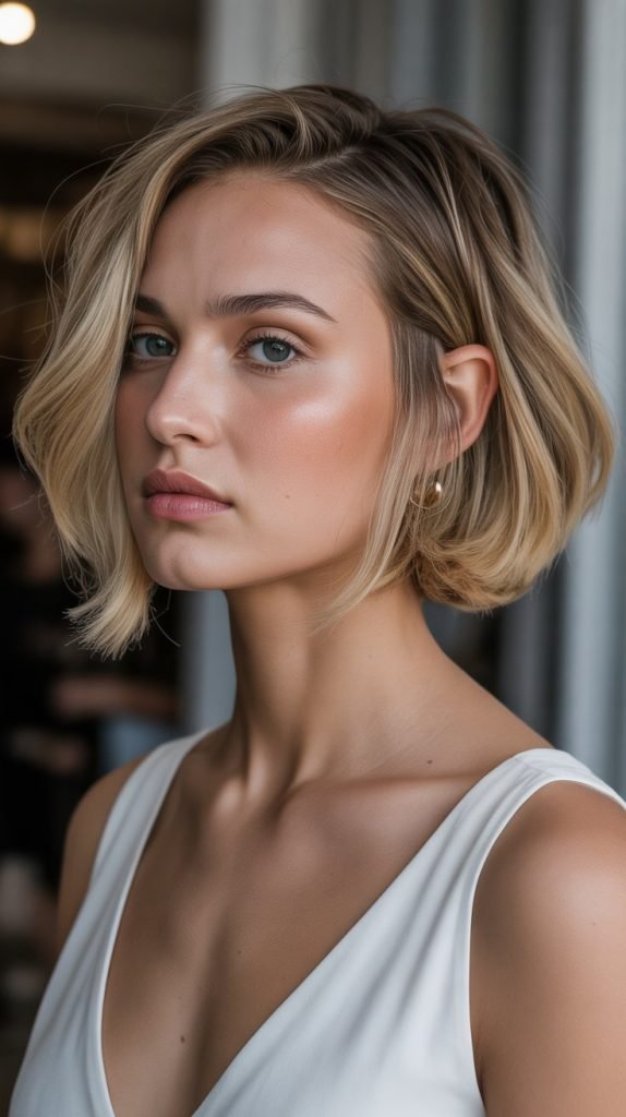 Choppy Bob with Side Part Volume