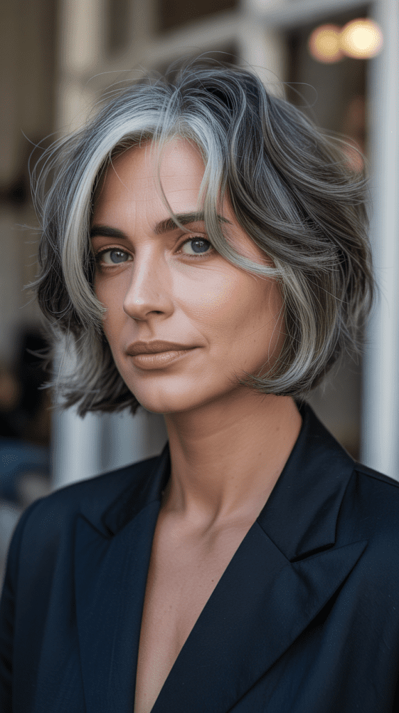 Choppy Bob with Natural Gray Blend