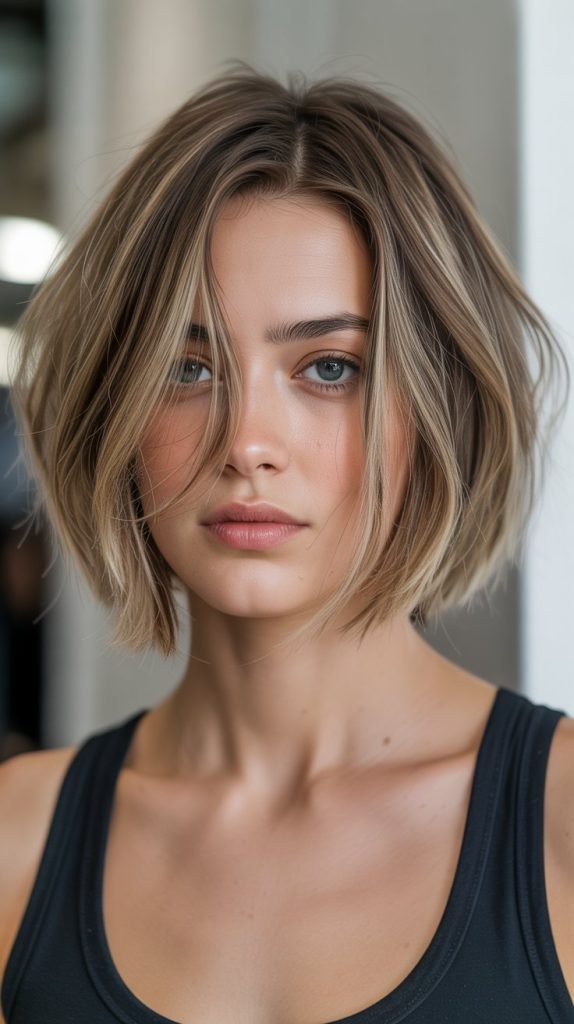 Choppy Bob with Face-Framing Highlights
