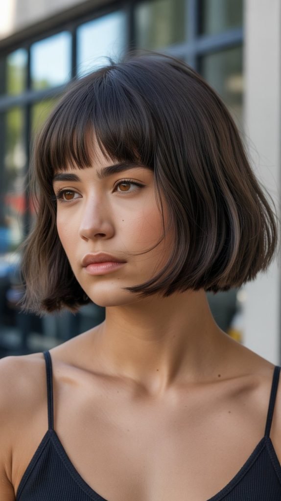 . Choppy Bob with Blunt Bangs