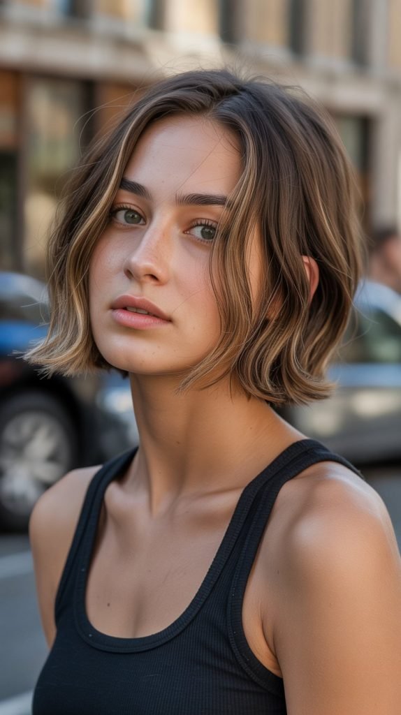 20. Choppy Bob with Tucked Behind Ears