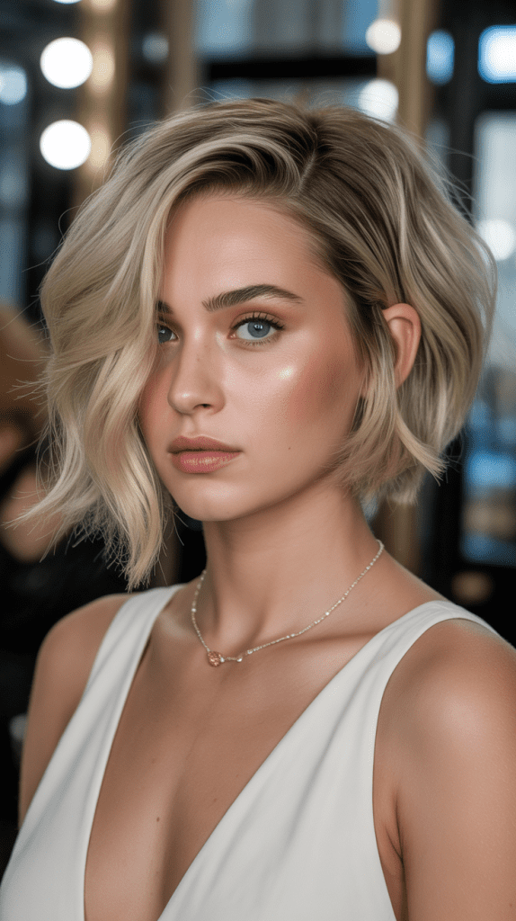 Choppy Bob with Deep Side Part