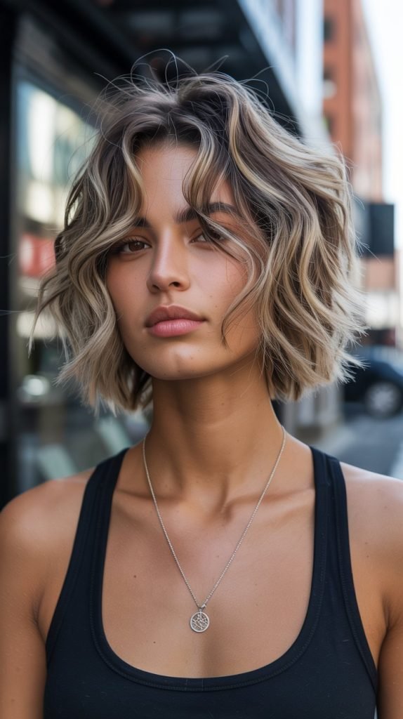 10. Choppy Wavy Bob with Razored Ends