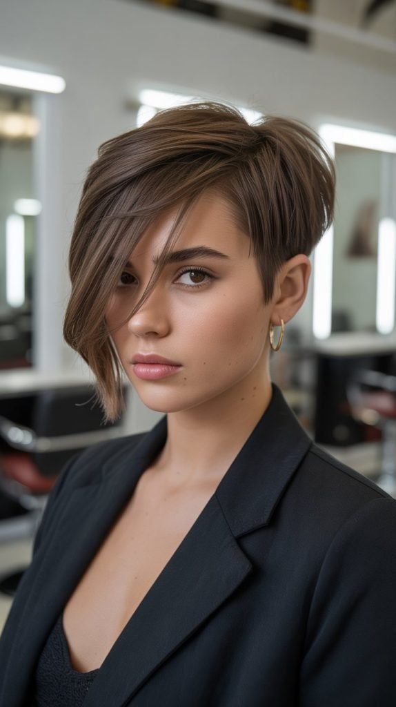 Asymmetrical Pixie Cut with Long Side Fringe