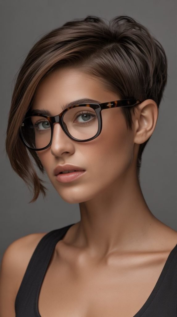 Classic Asymmetrical Pixie with Statement Frames