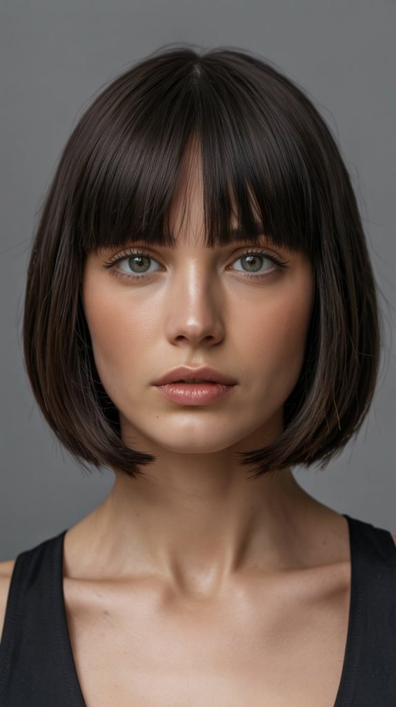1. Classic Blunt French Bob with Straight Bangs
