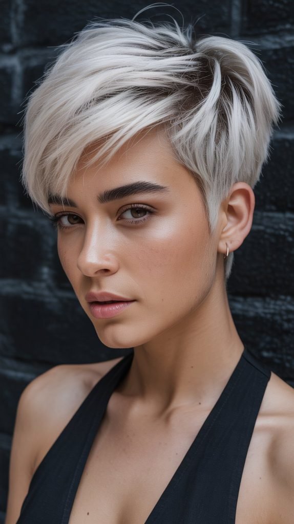 White Blonde Balayage Cropped Cut