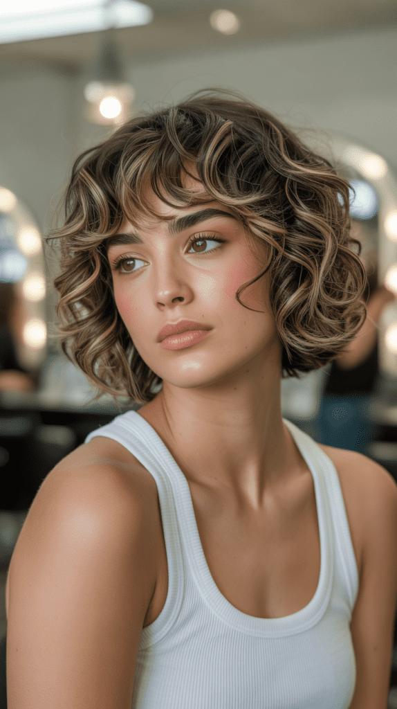 Curly Bob with Razored Bangs