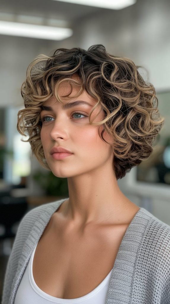 5. Curly Stacked Inverted Bob